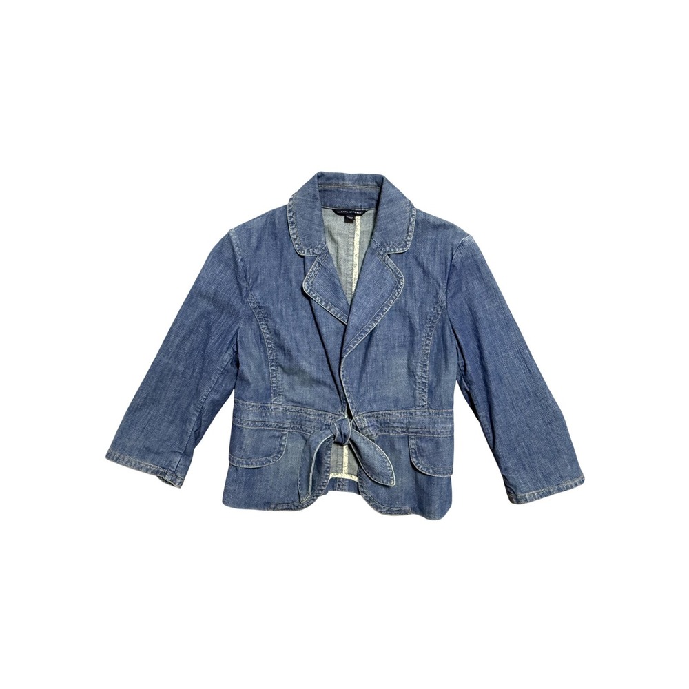 Vintage 2005‎ Y2K Banana Republic Blazer Womens 10 Blue Denim Tie Waist Jacket